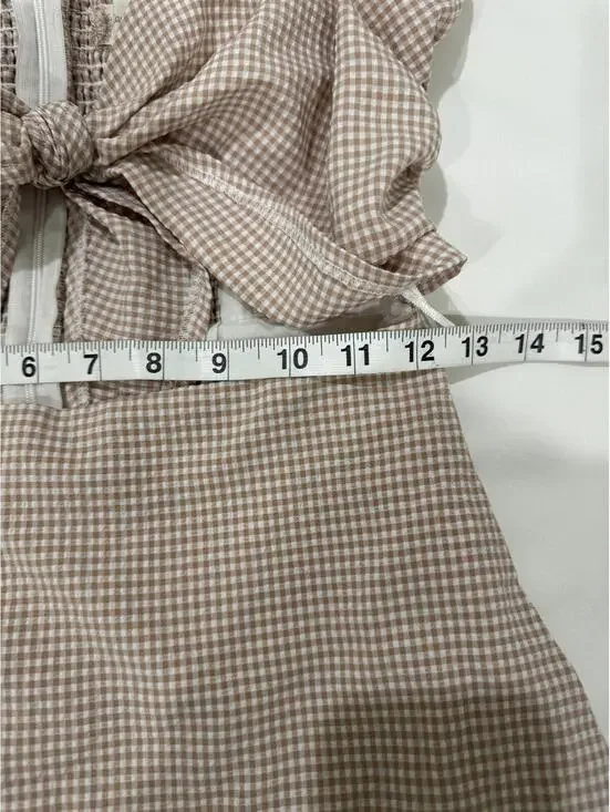 Altar’d State Pink Gingham Cut Out Tie Front Mini Dress Cottagecore Small - Picture 6 of 8